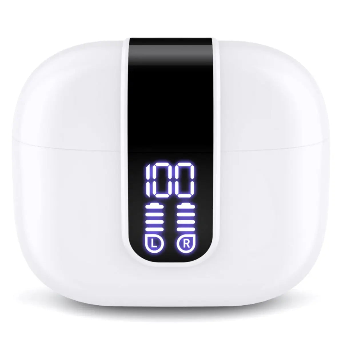 Bluetooth Earbuds with Large Charge Case, LED Power Display, HiFi Sound Quality, White Portable Wireless Earphones for Music