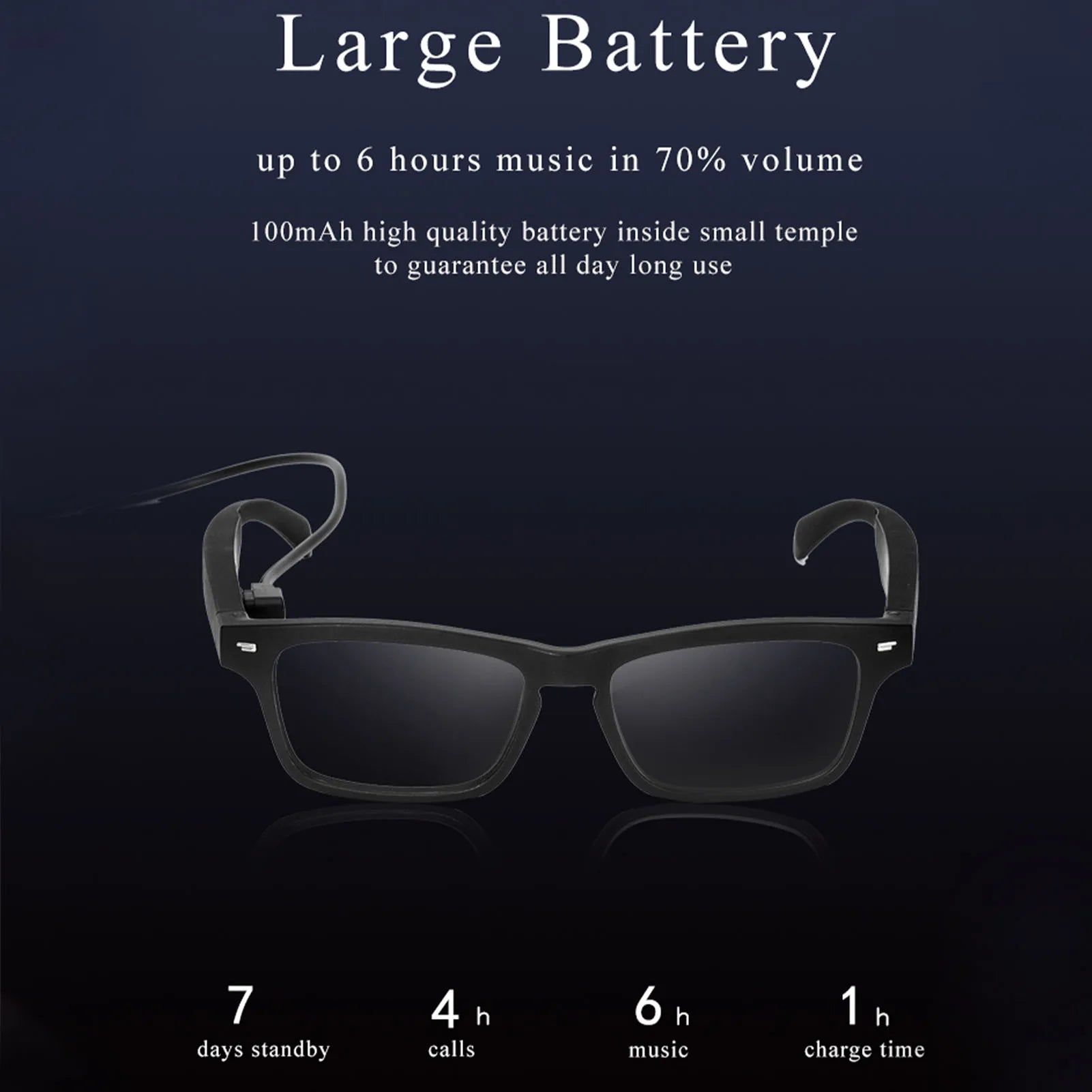 Smart Glasses Wireless BT 5.0 Hands-Free Calling Music Audio Sport Headset Eyewear Intelligent Eyeglasses IPX7 Waterproof