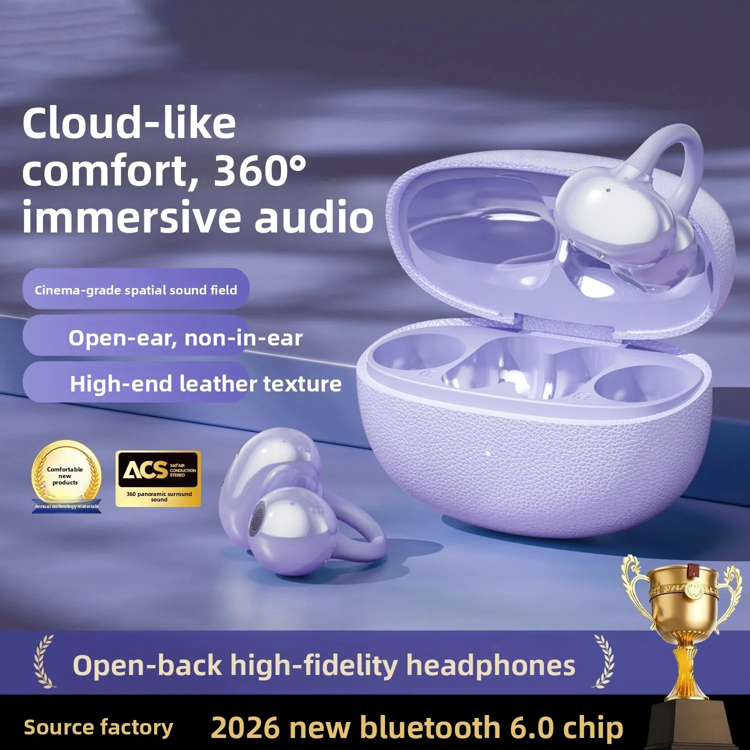 Lightweight OWS Open Ear Wireless Clip Headphones Bluetrum Bluetooth Chip Fast Charging Sport Leisure Black Nude Earphones