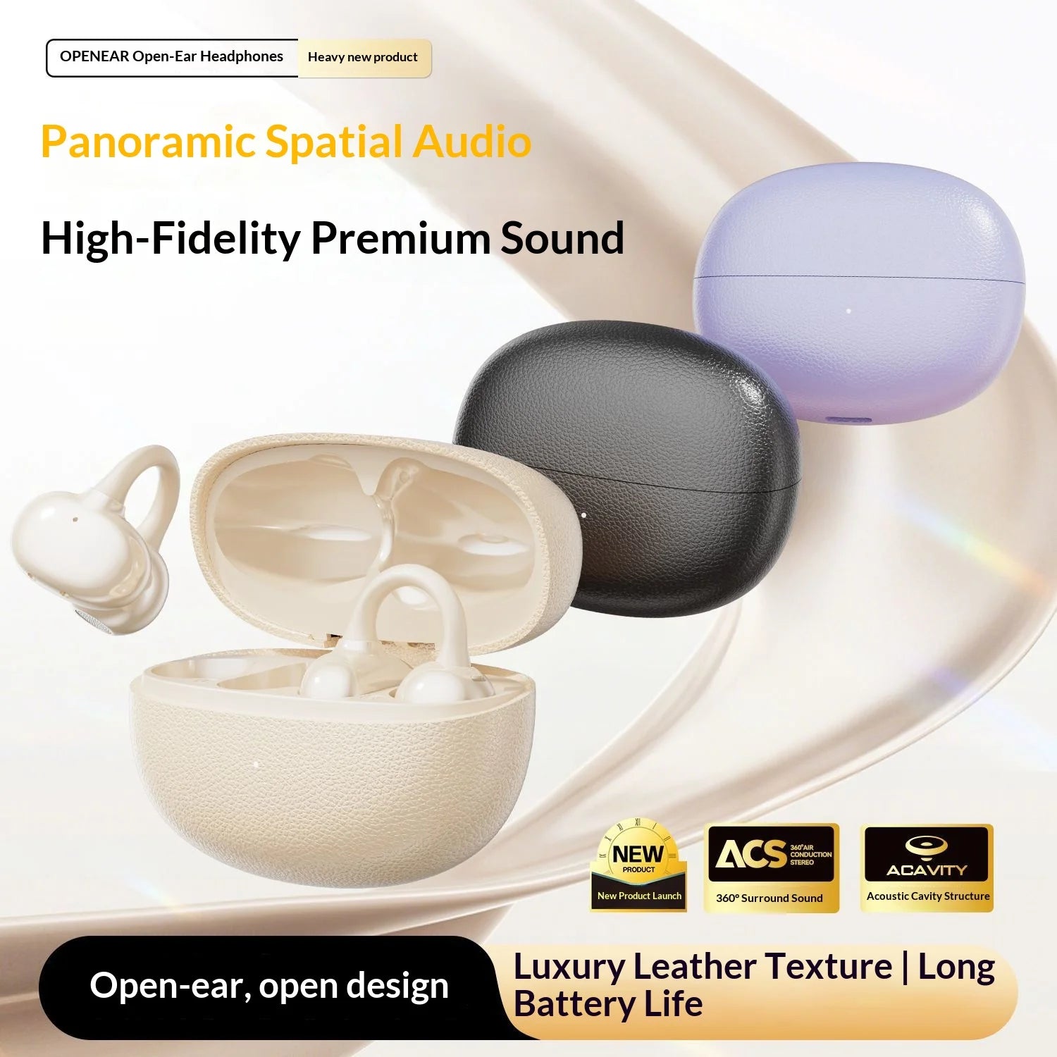 Lightweight OWS Open Ear Wireless Clip Headphones Bluetrum Bluetooth Chip Fast Charging Sport Leisure Black Nude Earphones
