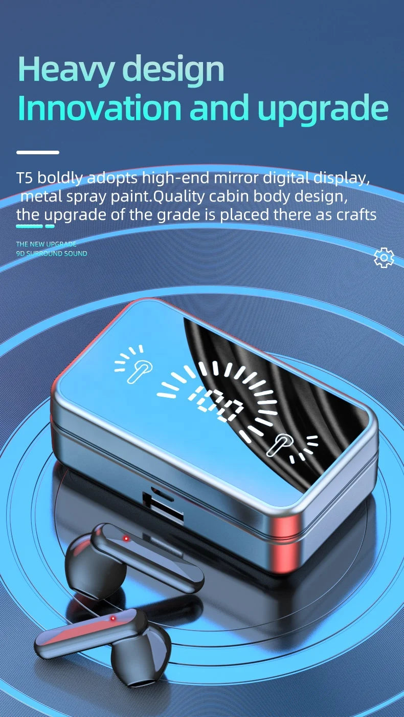 Ipx4 Sleek Mirror S20 TWS Mirror Earphone Earbud Stereo Sports Waterproof Wireless Headphones Power Bank Charging Box Headset