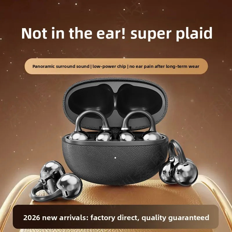 For 6.0 Earphones 2026 Wireless Non-In-Ear Ear-Clip Bone Conduction Sports Waterproof Voice Control Ultra-Long Battery