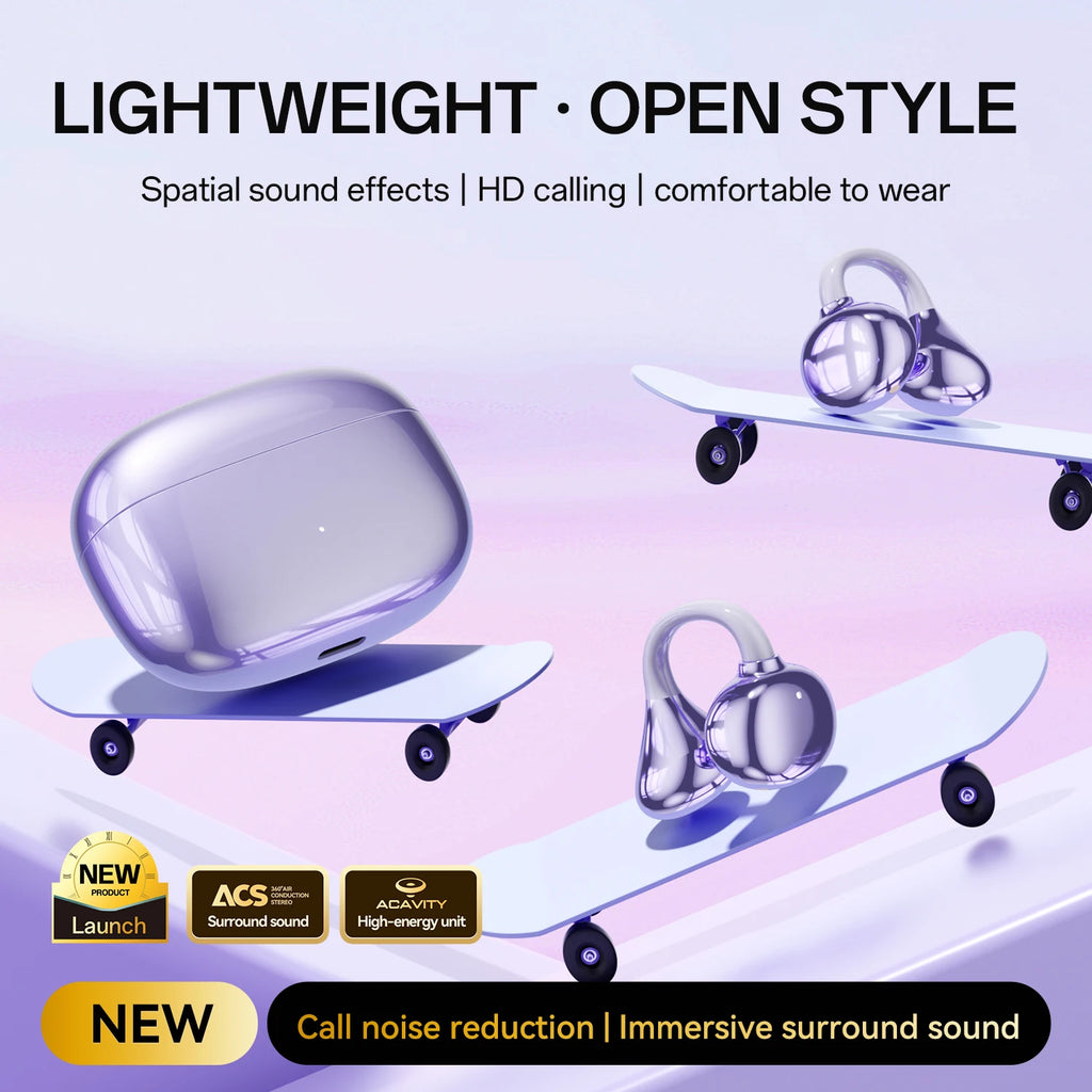 Ear Clip Headphones Bluetooth Earphones Smart Earbuds Touch Portable Earphones Earbuds Noise Wireless Language Headphones