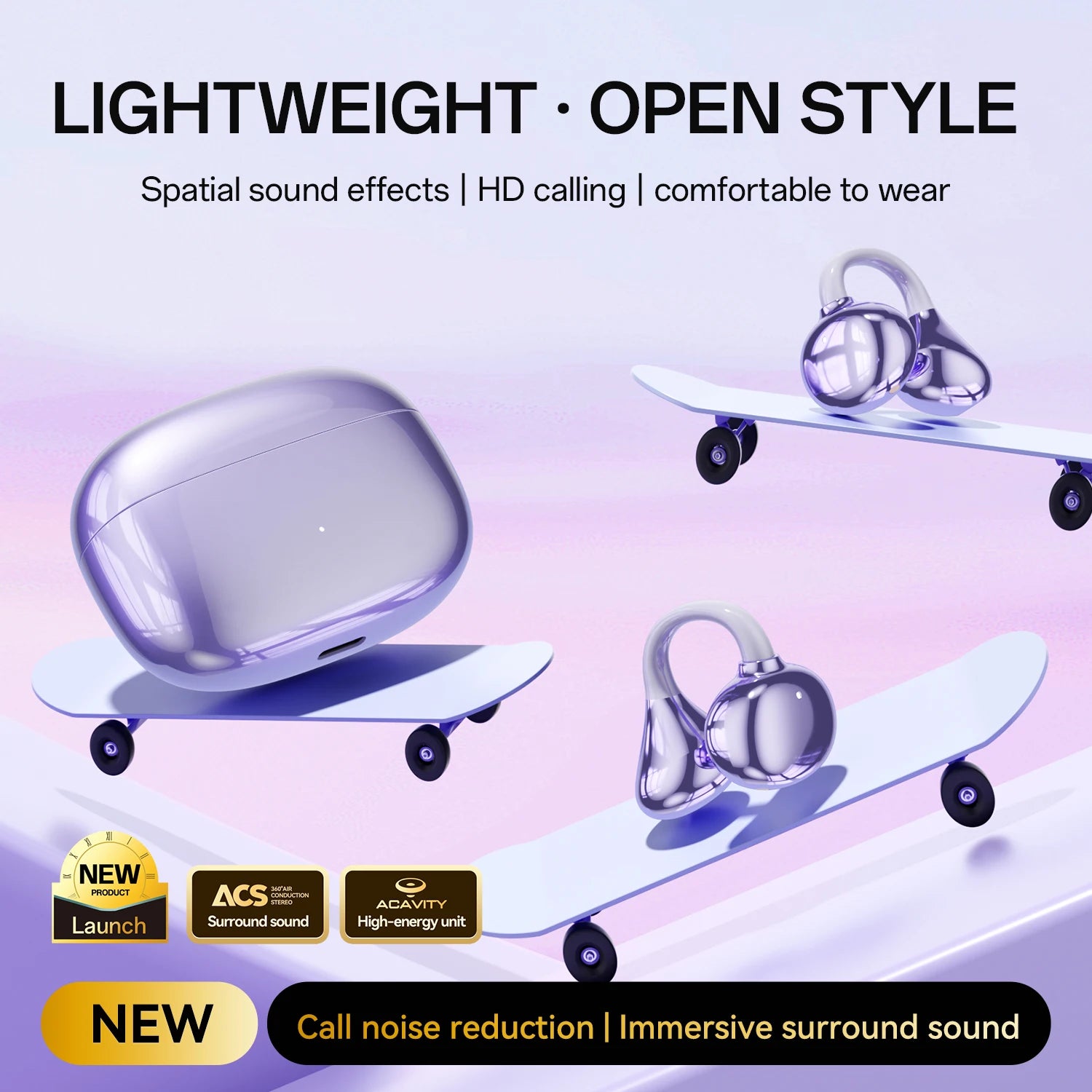 Ear Clip Headphones Bluetooth Earphones Smart Earbuds Touch Portable Earphones Earbuds Noise Wireless Language Headphones