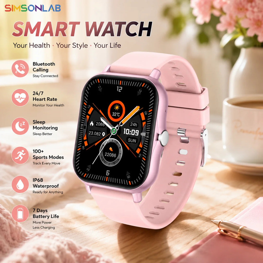 Fashion Smart Watch Women Men Full Touch Screen Bluetooth Call HR  Sleep Tracker Waterproof Sports Smartwatch For iPhone Wrist