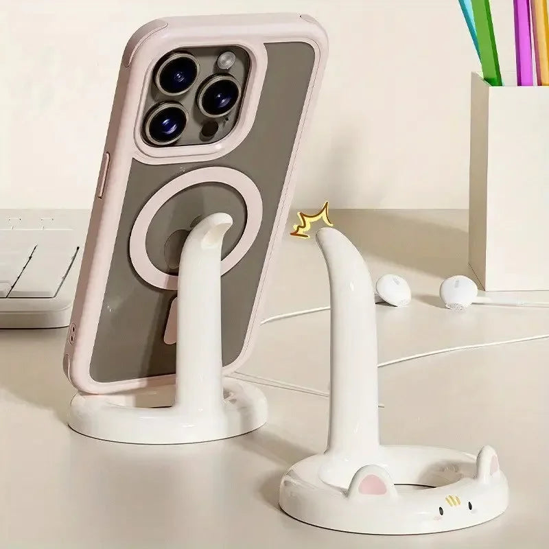 Cartoon Cat Phone Stand – Adjustable Angle, Cute Desktop Holder for Watching Videos & Calls – Fits Most Smartphones