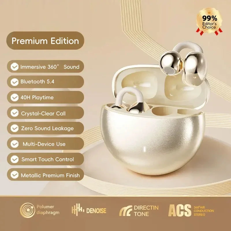 Open Ear Earphone Bluetooth Headphones Wireless Hi-Fi Sound Sport Ear Buds Comfort Fit Perfect Choice for Running/Gaming