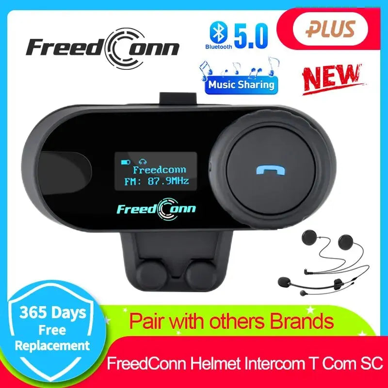 Freedconn T Com SC Bluetooth Motorcycle Intercom Helmet Headsets Wireless Communication Interphone BT 5.0 Music Share 10 Riders