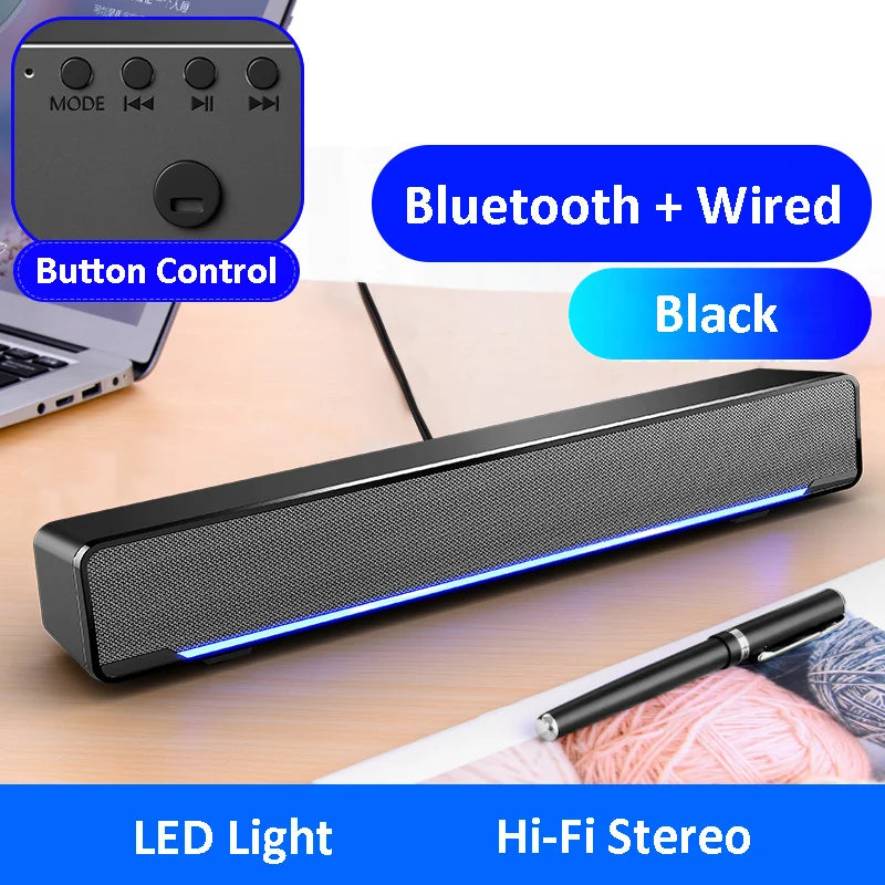 Wired And Wireless Bluetooth 5.0 Speaker For TV Soundbar With Subwoofer Wireless Bluetooth Sound Bar For TV Laptop