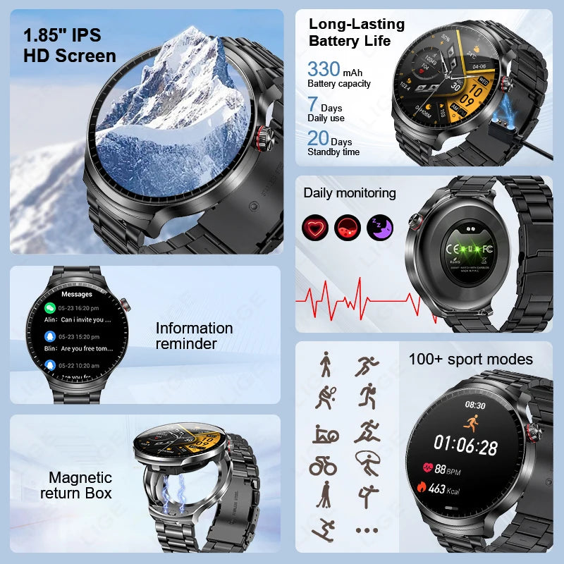 LIGE New Smartwatch TWS 2 In 1 Earphones Sports Smart Watch Bluetooth Calling Health Monitor Fitness Record Watches with Headset