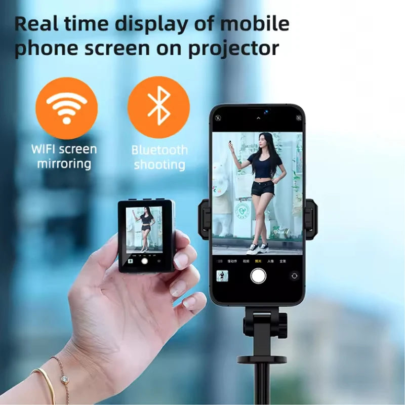 Wireless Selfie Stick Tripod Stand with Remote and Small Screen Casting Selfie Monitor for Smartphone Selfie Live Streaming