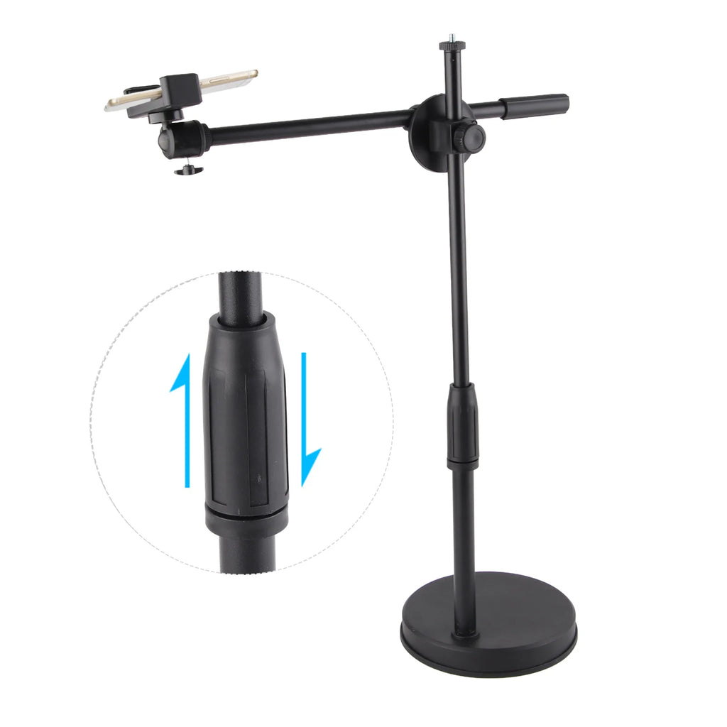 Multifunctional Desktop Photography Phone Holder Bracket Arm Bracket Stand Angle Adjustable for Photo Video Shooting Fill Light