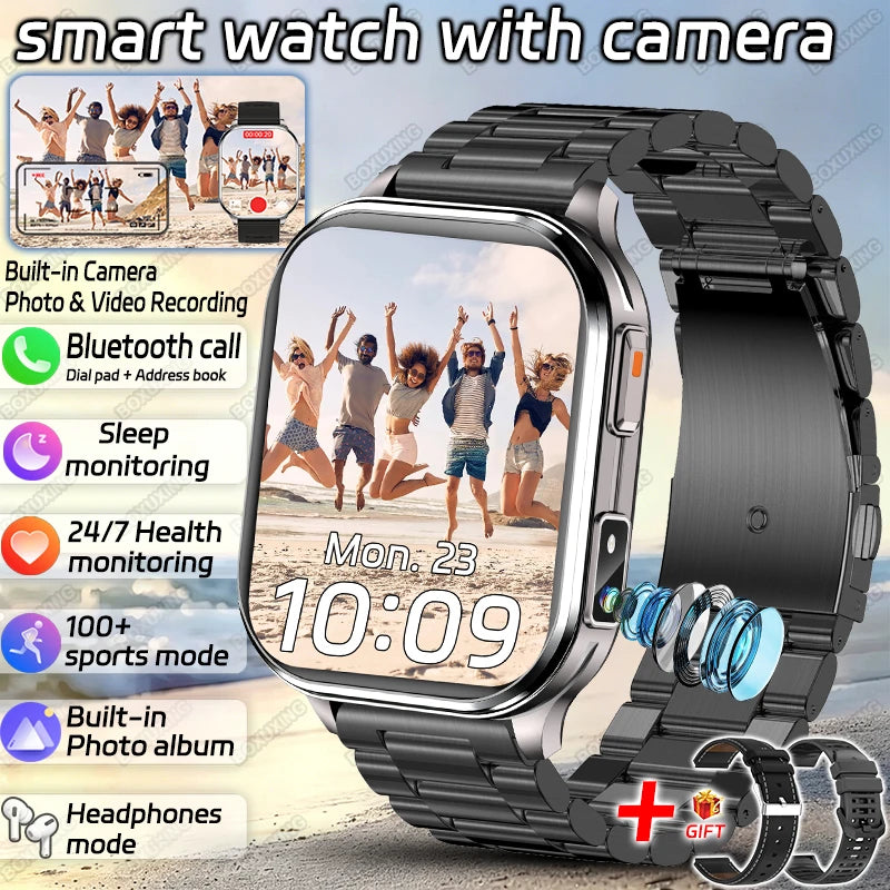 New Camera Smart Watch Photos Record Video Built-in Photo Album Headphone Mode Health Sport IP68 Waterproof Smartwatch Men Women