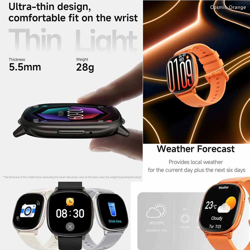 2026 New Smart Watch 5.5mm Ultra-thin 1.73'' AMOLED Men Women 100+ Sports Fitness Wrist Watch BT Call Health Tracker Smartwatch
