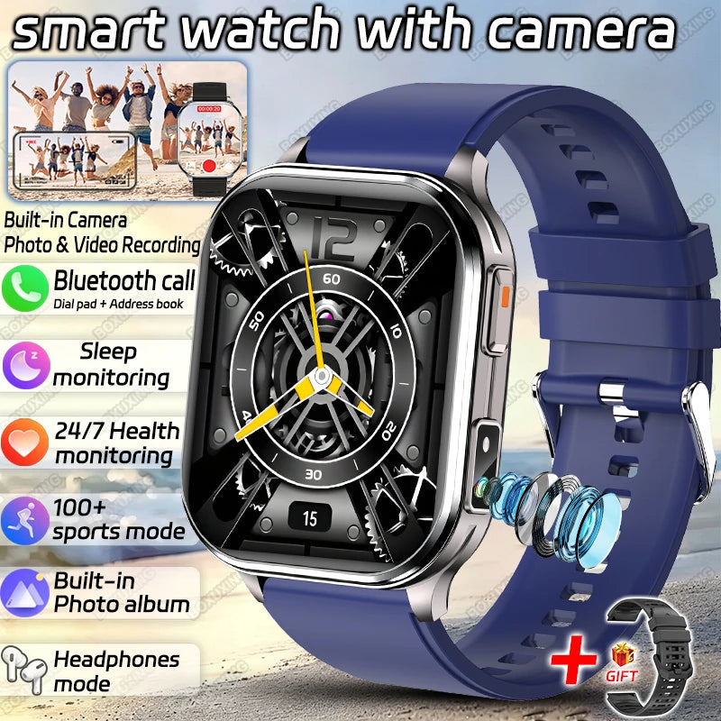 New Camera Smart Watch Photos Record Video Built-in Photo Album Headphone Mode Health Sport IP68 Waterproof Smartwatch Men Women