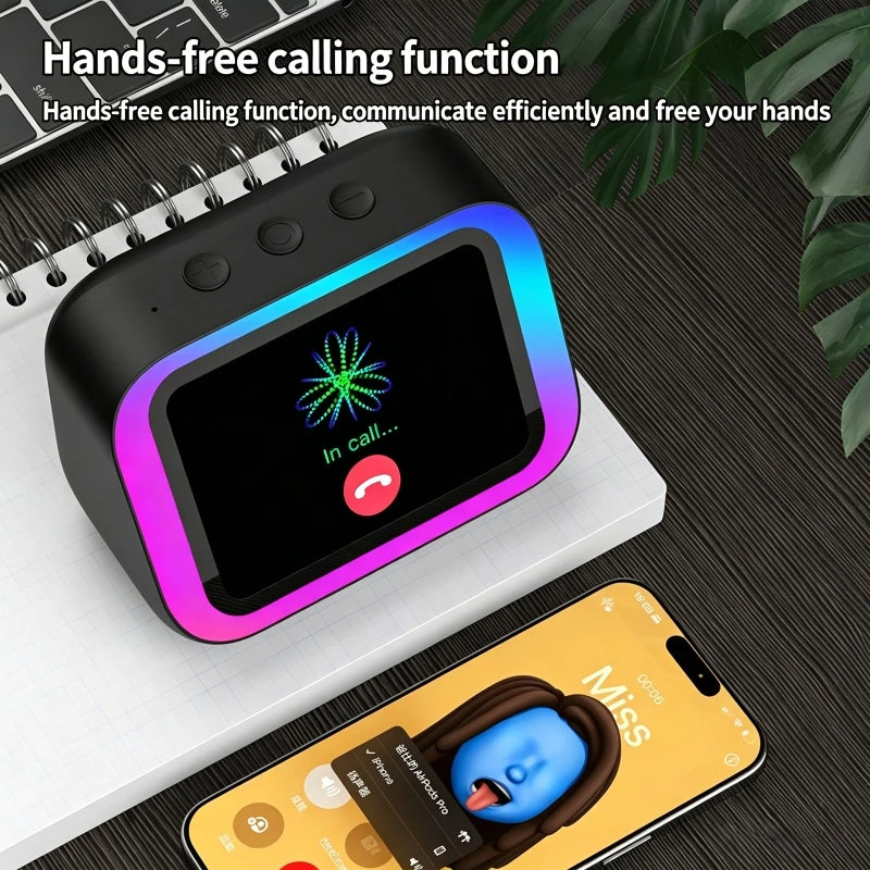 New Smart Speaker with AI Voice Assistant Bluetooth Music HD Display Electronic Album Smart Alarm Hands-Free Call for Adult