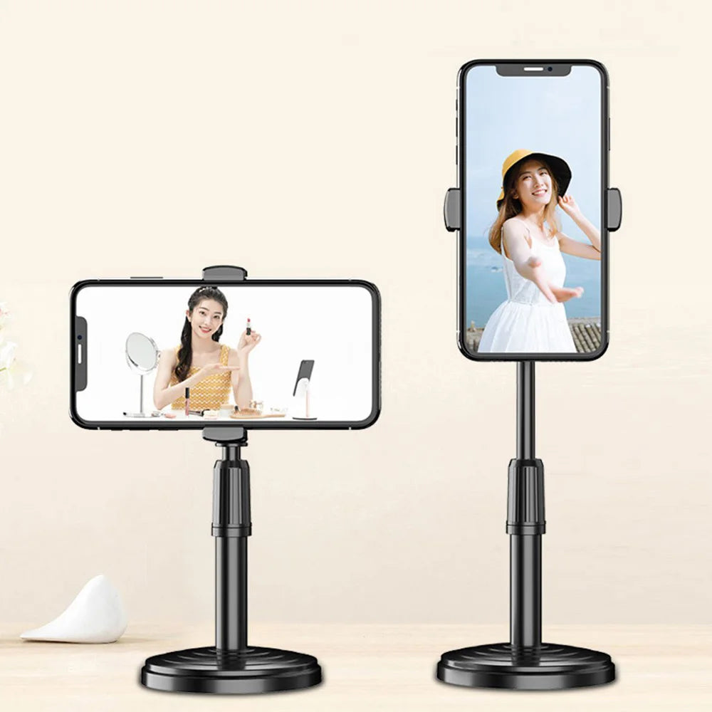 Desktop Round Base Extendable Monopod with Clip Mount Holder Ball Head for Mobile Phones Microphones Live Blogger Stands Tripod