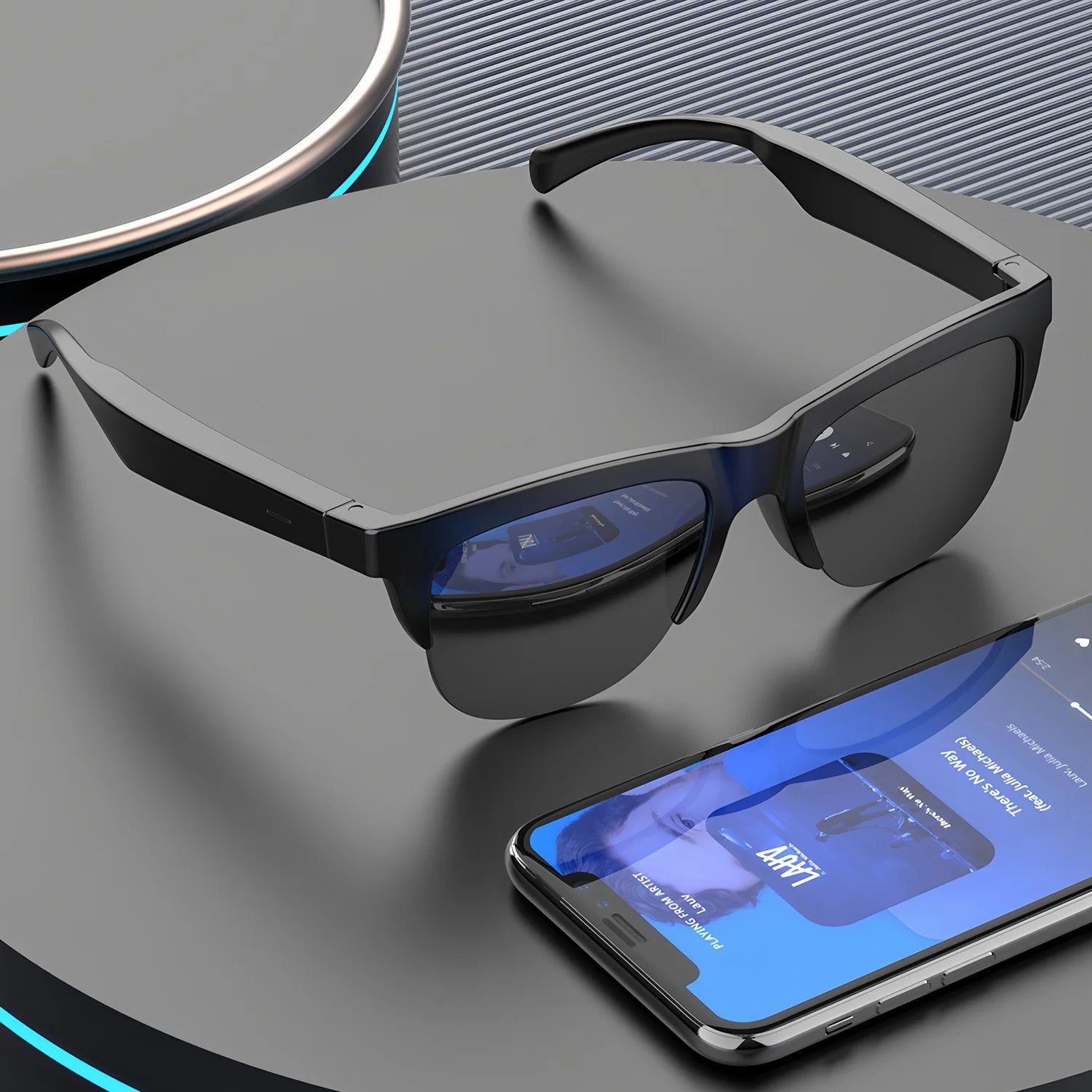 Smart Bluetooth V5.0 Sunglasses Glasses Call Outdoor Sports Headphones HIFI Black Technology Anti-touch UV For Men And Women