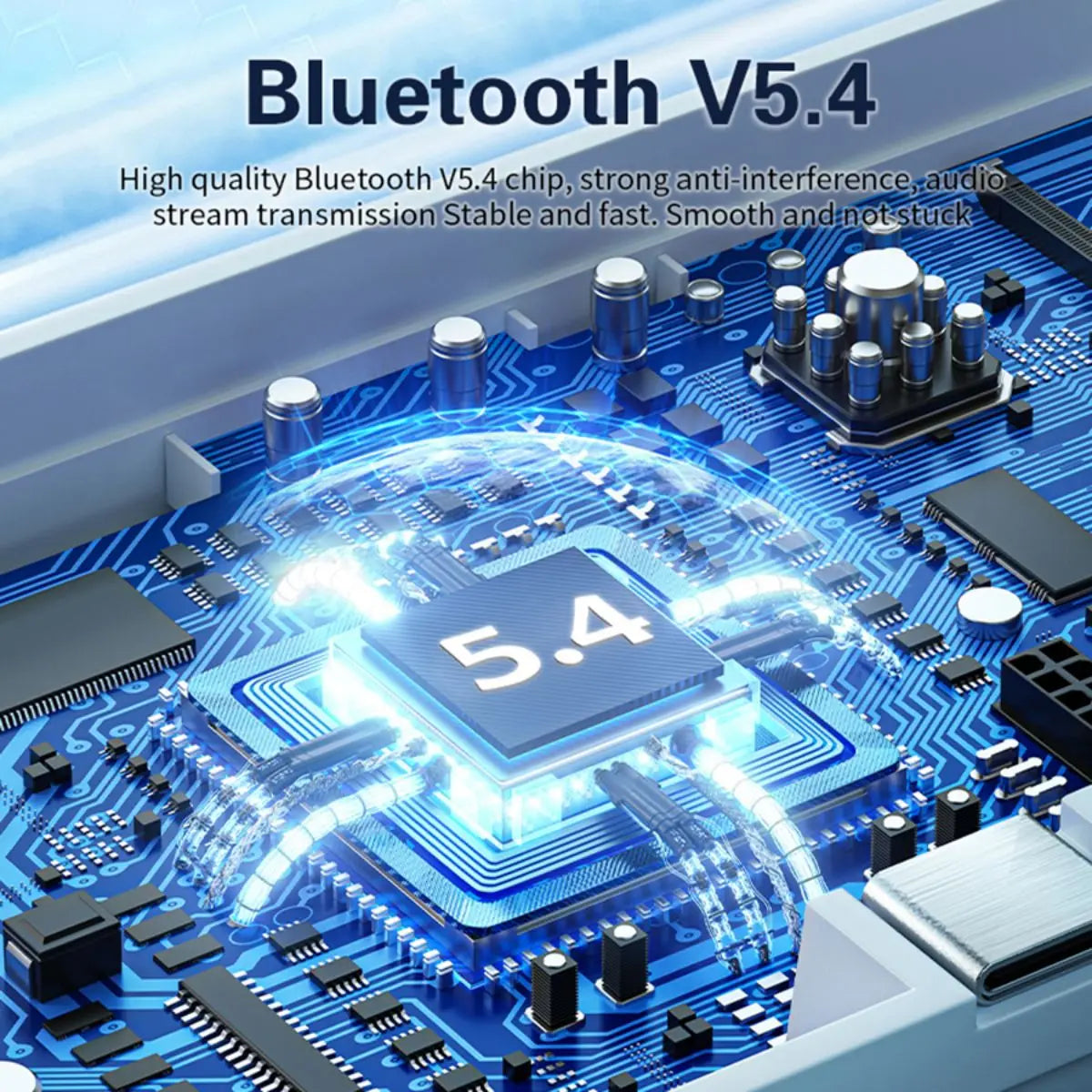 Bluetooth Earbuds with Large Charge Case, LED Power Display, HiFi Sound Quality, White Portable Wireless Earphones for Music