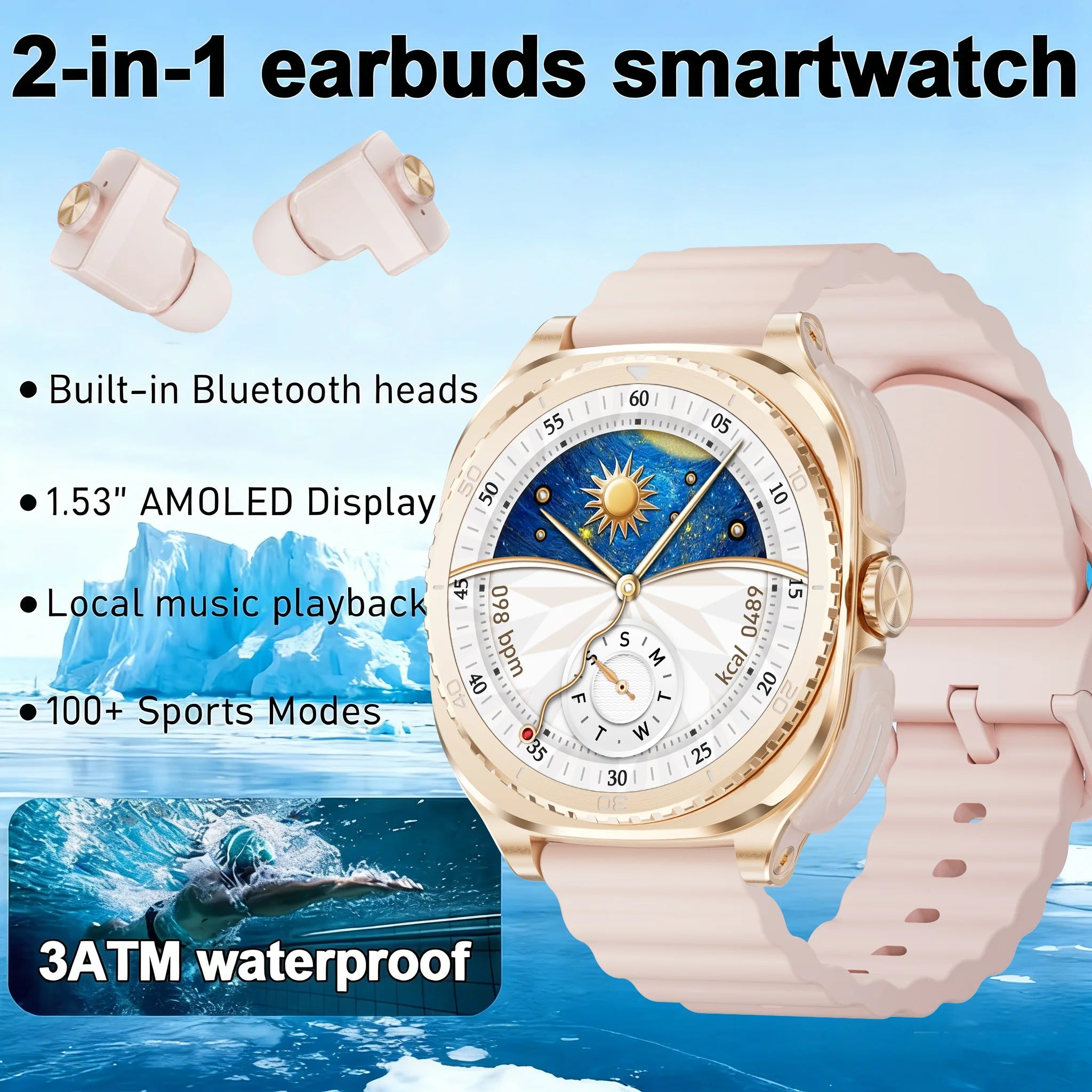 2026 new Bluetooth smartwatch, TWS earphones, dual earphones, call health monitor, sports music earphones, smartwatch2-in-1