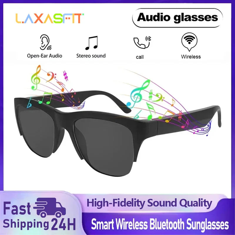Smart Glasses Wireless Bluetooth Sunglasses Built-in Microphone Speakers Touch & Voice Assistant Compatible Glass for Men Women