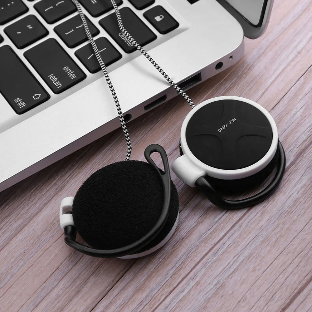 3.5mm Wired Gaming Headset On-Ear Sports Headphones Ear-hook Music Earphones for Smartphones Tablet Laptop Desktop PC
