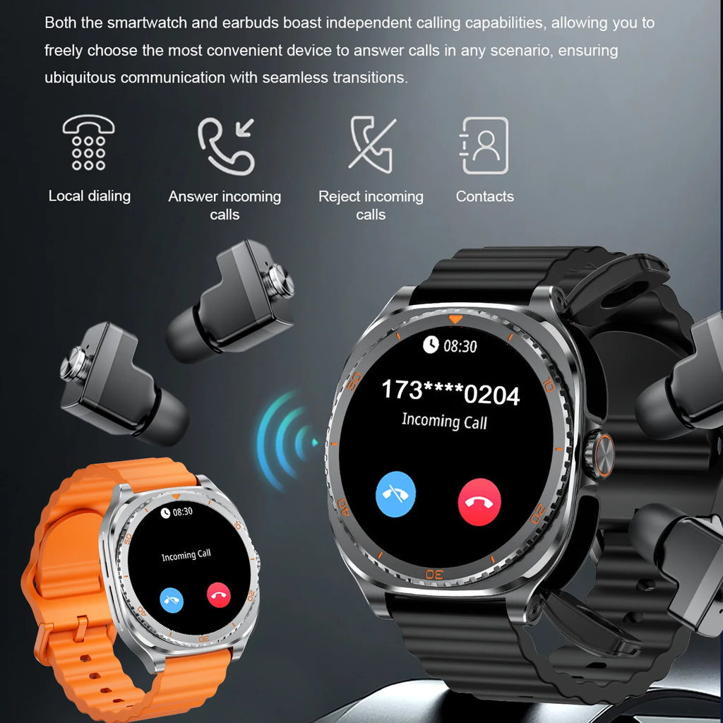 TWS 2in 1 Smart Watch with Headphones Sports Watch Bluetooth Headset Call Watch Men Health Monitor NFC Women Smartwatch Earbuds