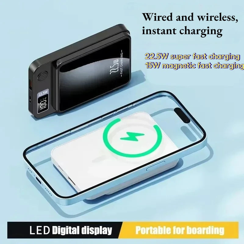 20000mAh Magnetic Wireless Charger Power Bank Fast Charging 22.5W Digital Display Power Bank Portable External Battery