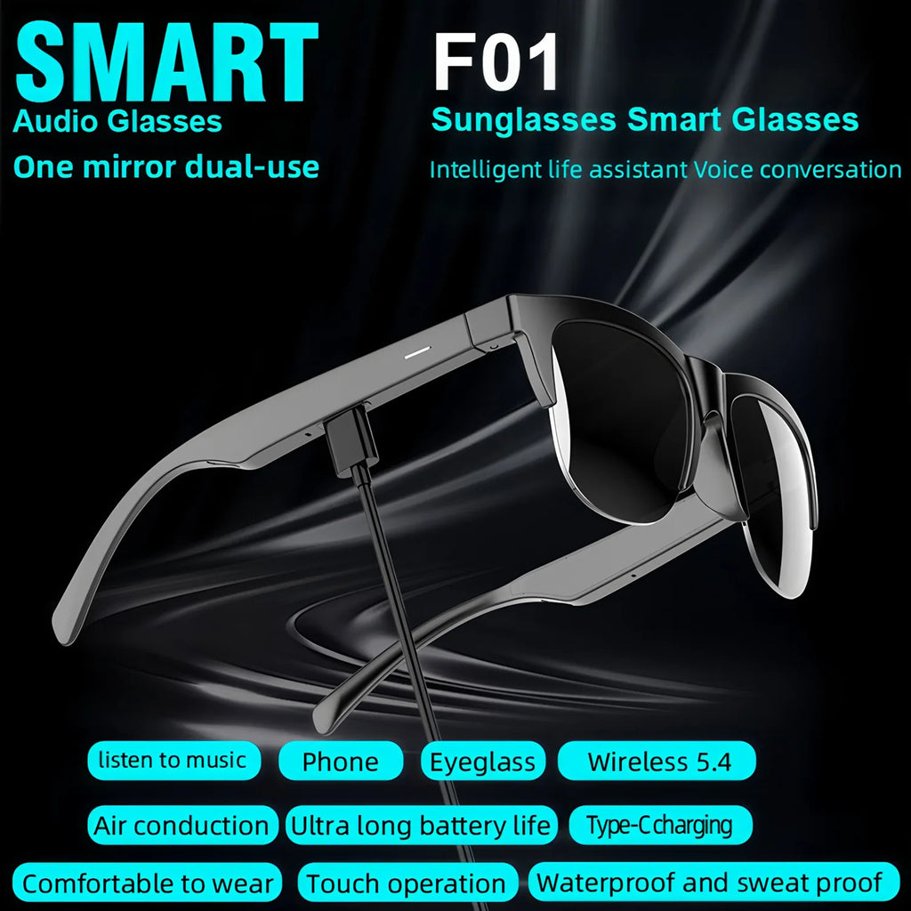 Smart Eyeglasses With Earphones Bluetooth Headset Calling Microphone Touch Earphones Audio Sunglasses Call for All Smartphone