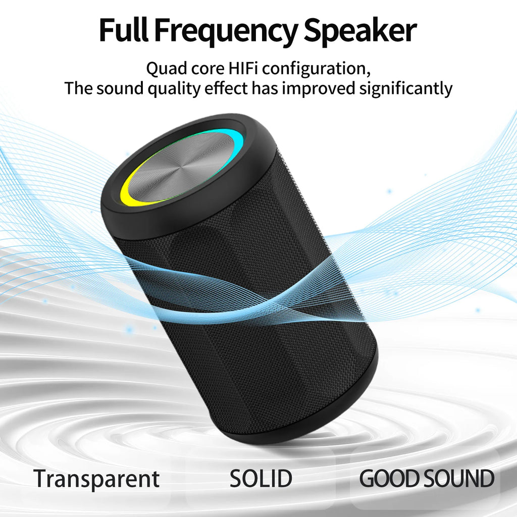 Portable Bluetooth Speaker Bluetooth 5.4 Wireless Mini KTV Speaker RGB Light IP55 Waterproof HiFi Sound Support FM 12H Play Time
