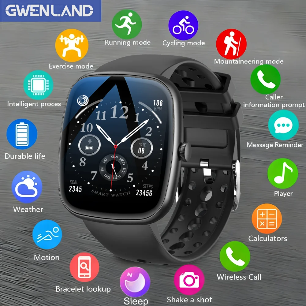 Smartwatch For Men And Women Gift, 1.83 Inch Full Touch Screen Smartwatch With Text And Call Capabilities, For Android Phone, Fi