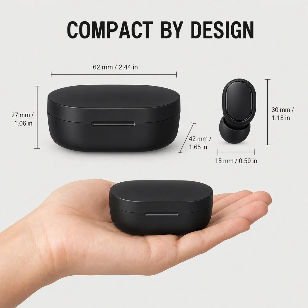 Bluetooth 5.3 Wireless Earbuds Mini TWS In-Ear Headphones HiFi Stereo Low Latency Sport Earphones with Mic