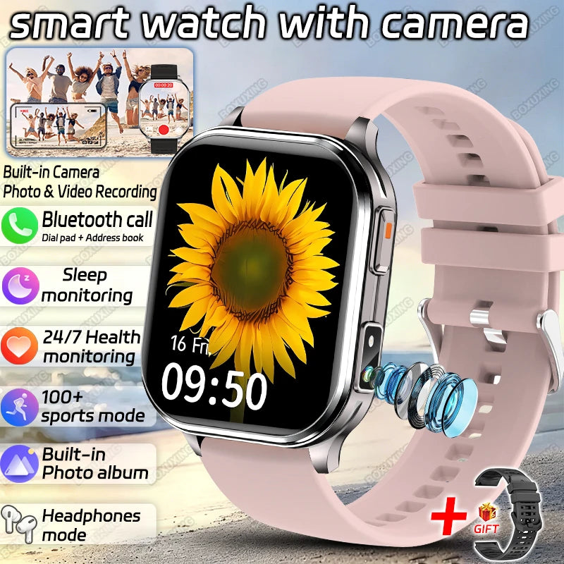 New Camera Smart Watch Photos Record Video Built-in Photo Album Headphone Mode Health Sport IP68 Waterproof Smartwatch Men Women