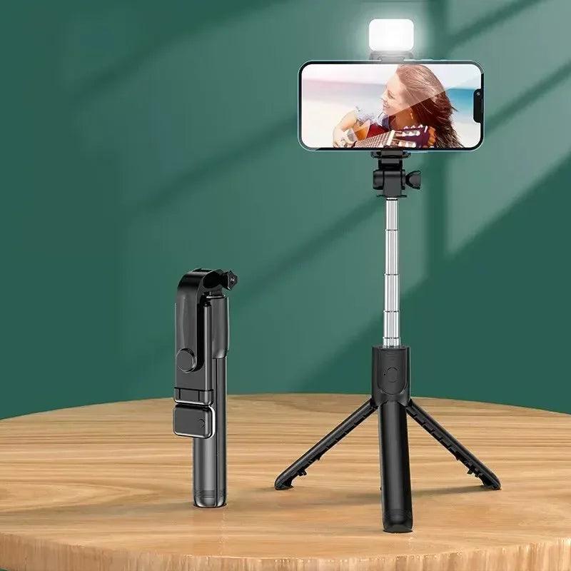 Selfie Stick Telescopic Travel Handheld Tripod Portable Phone Stand [700mm] Bluetooth Remote Extendable Phone Tripod