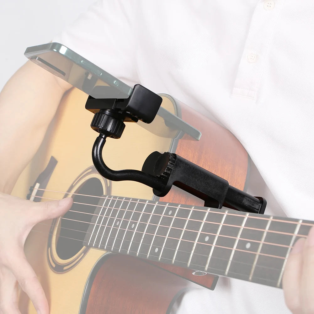 Adjustable Phone Support Hands-Free Guitar Stand Holder Multi-Purpose Guitar Camera Clamp for Microphones Stand/Smartphones