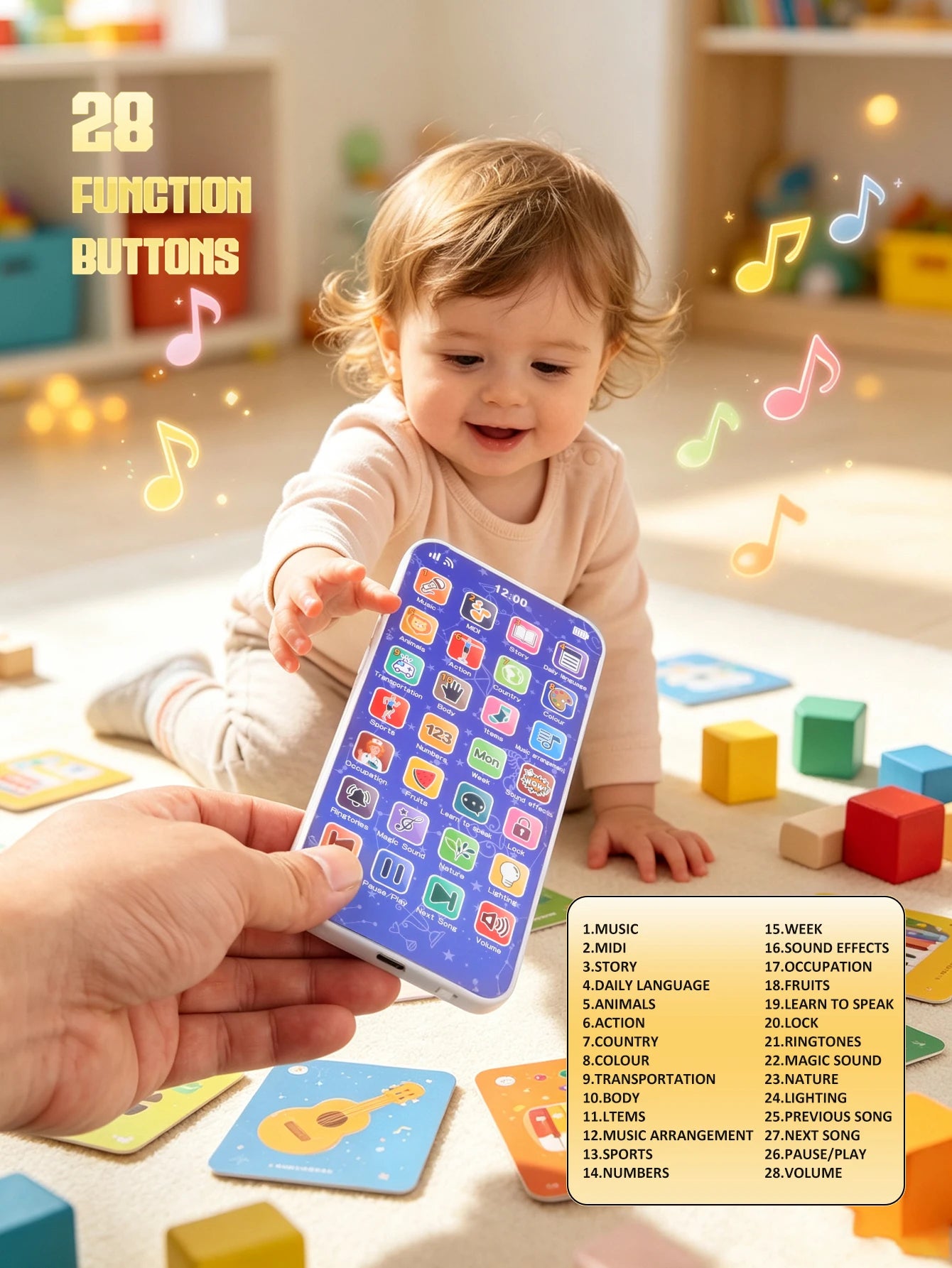 Children's Smart Realistic Toy Smartphone  Educational Early Learning Device for Babies, Holiday Gift for Boys and Girls