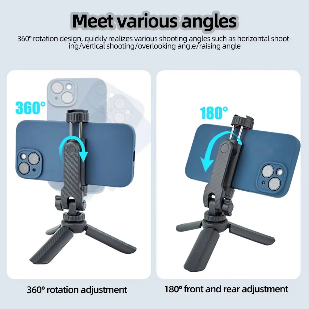 360° Multifunctional Phone Stand Swivel Phone Tripod Stand with Swivel Clamp with Dual Cold Shoe Holders for Smartphone Vlog