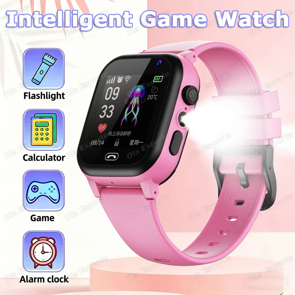 2027 Kids 5G Smart Watch GPS SOS Video Call HD Camera Waterproof SIM Card Support Earphone Child Smartwatch for Boys &Girls HW12