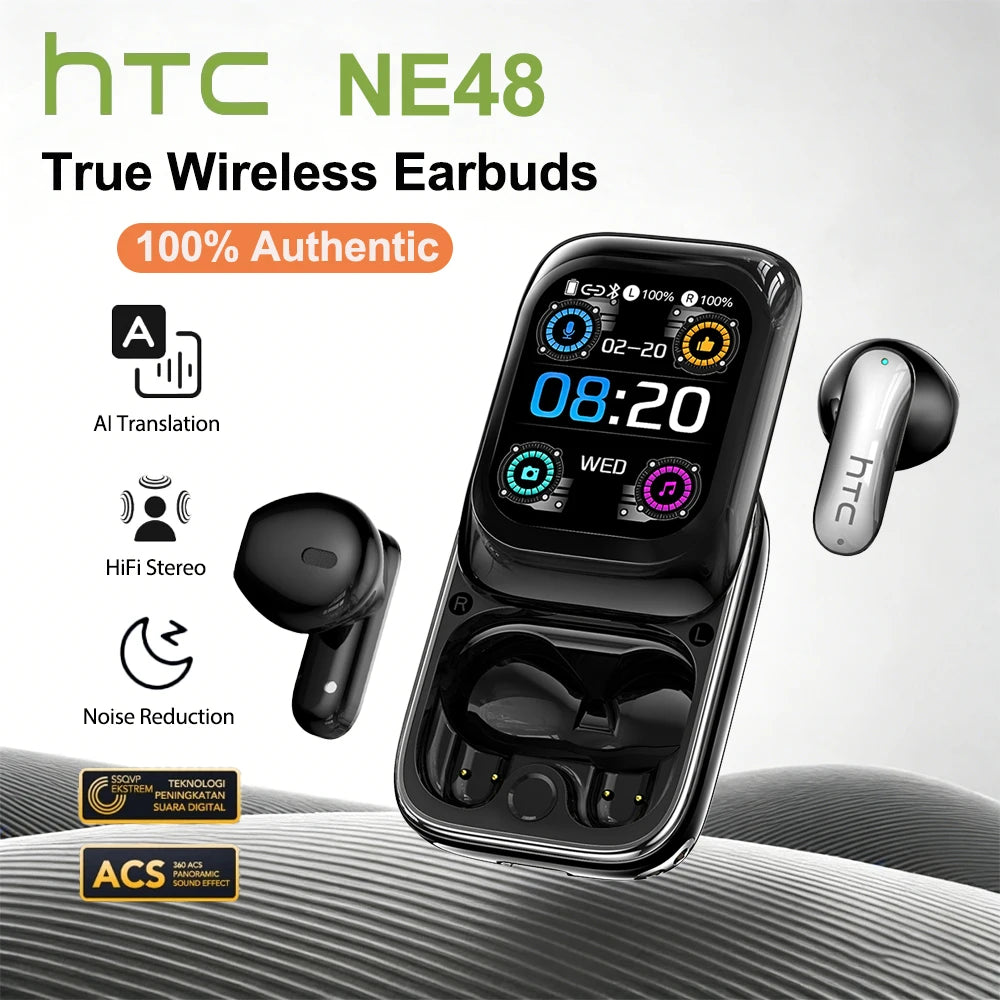 Wireless Bluetooth Earphones HTC NE48 AI Translate Noise Reduction Earbud Multi Function Touchscreen Smart Control Mobile Phone