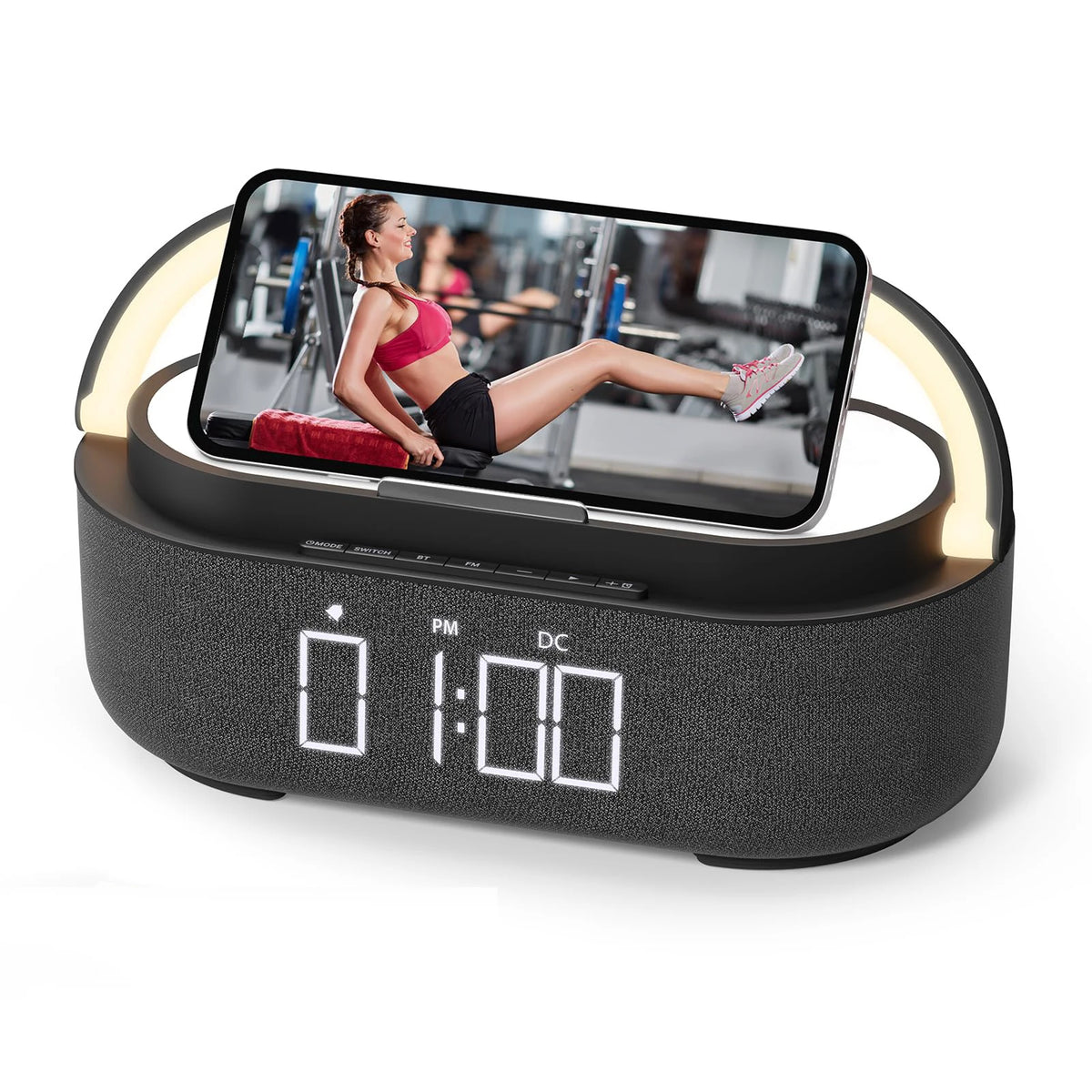2025 Smart Alarm Clock - 15W Wireless Charger, Bluetooth Speaker, FM Radio & LED Night Light - Perfect Bedside Gift