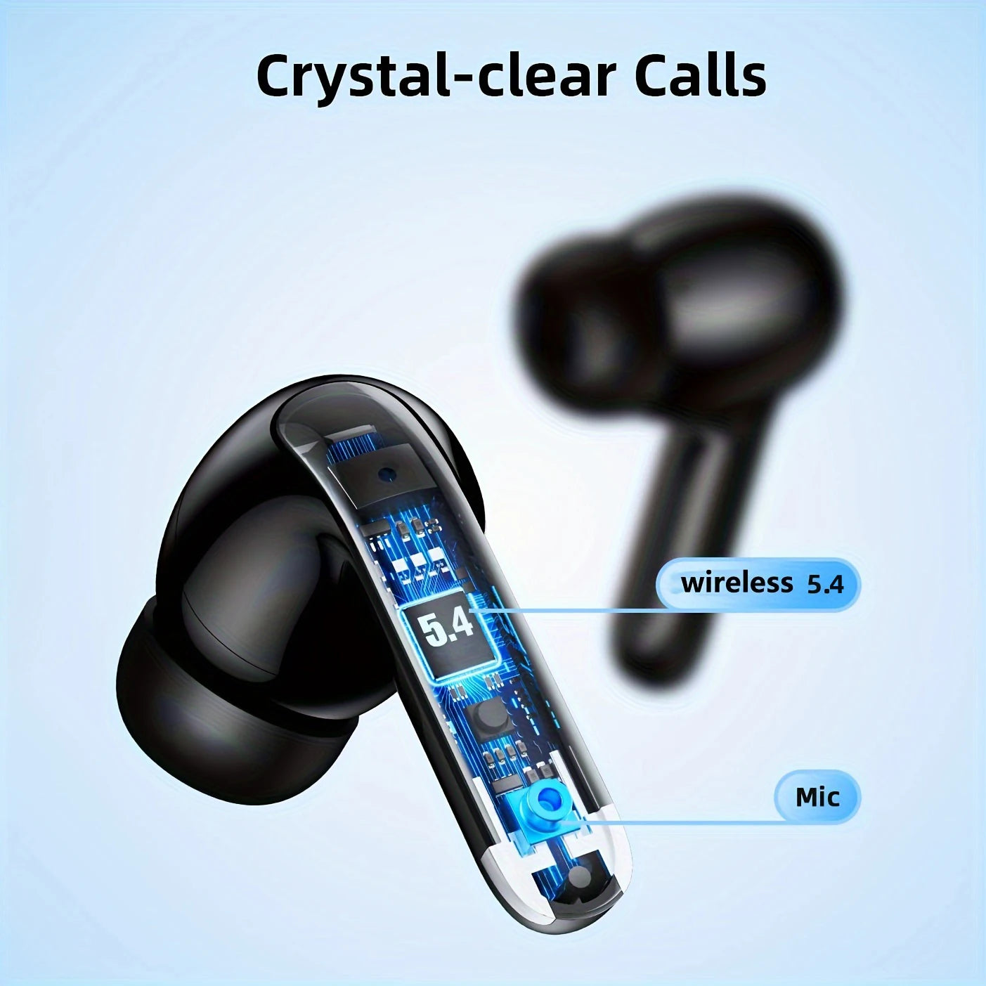 Bluetooth 5.4 Earphones HIFI Audio Low Power Earbuds Wireless Sports Earphones Waterproof Active Noise Reduction Earphones