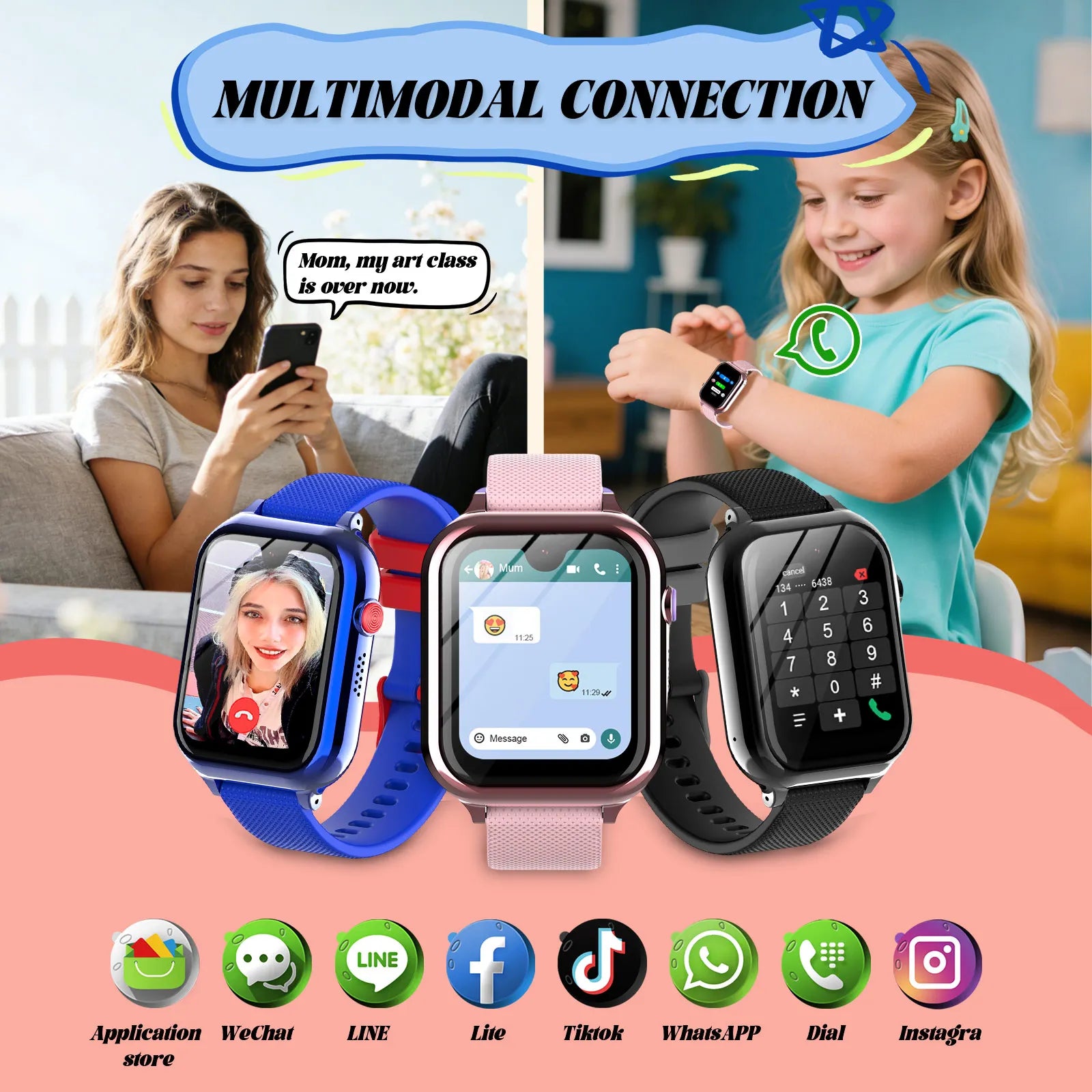 4G Kids Smart Watch with Rotating Camera GPS Real-Time Positioning IPX7 Waterproof KT38 App Children's Smartwatch