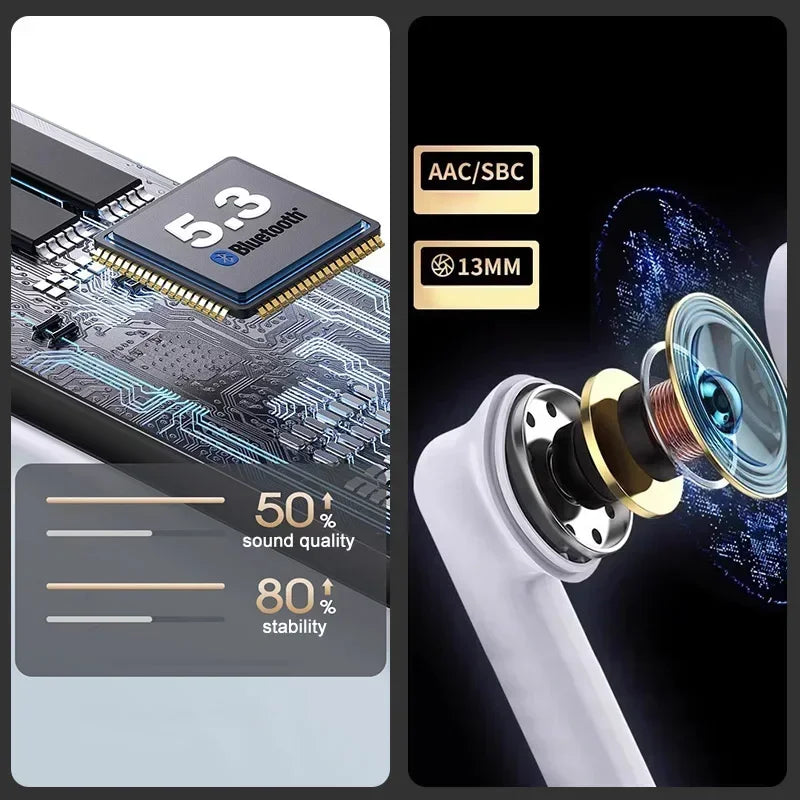 Wireless Earphones Bluetooth TWS 5.3 Stereo Earbuds Hifi Headphones HD Microphone Headsets For Phone Android W919 Music Headset