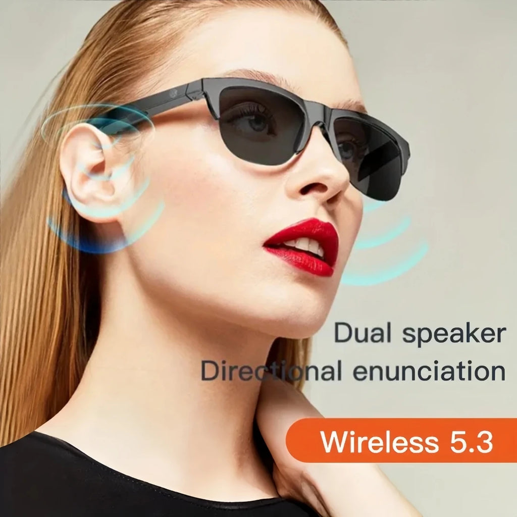 Smart Wireless V5.3 Sunglasses Multifunctional Glasses Wireless Calling Music Playback Outdoor Sports Headphones Rechargeable Hifi Sound Quality Hd Lens Black Technology Unisex Touch Control Long Battery Life Uv Protection