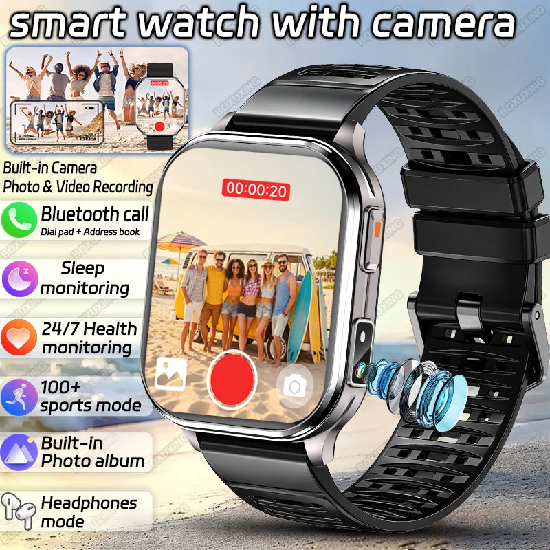 New Camera Smart Watch Photos Record Video Built-in Photo Album Headphone Mode Health Sport IP68 Waterproof Smartwatch Men Women