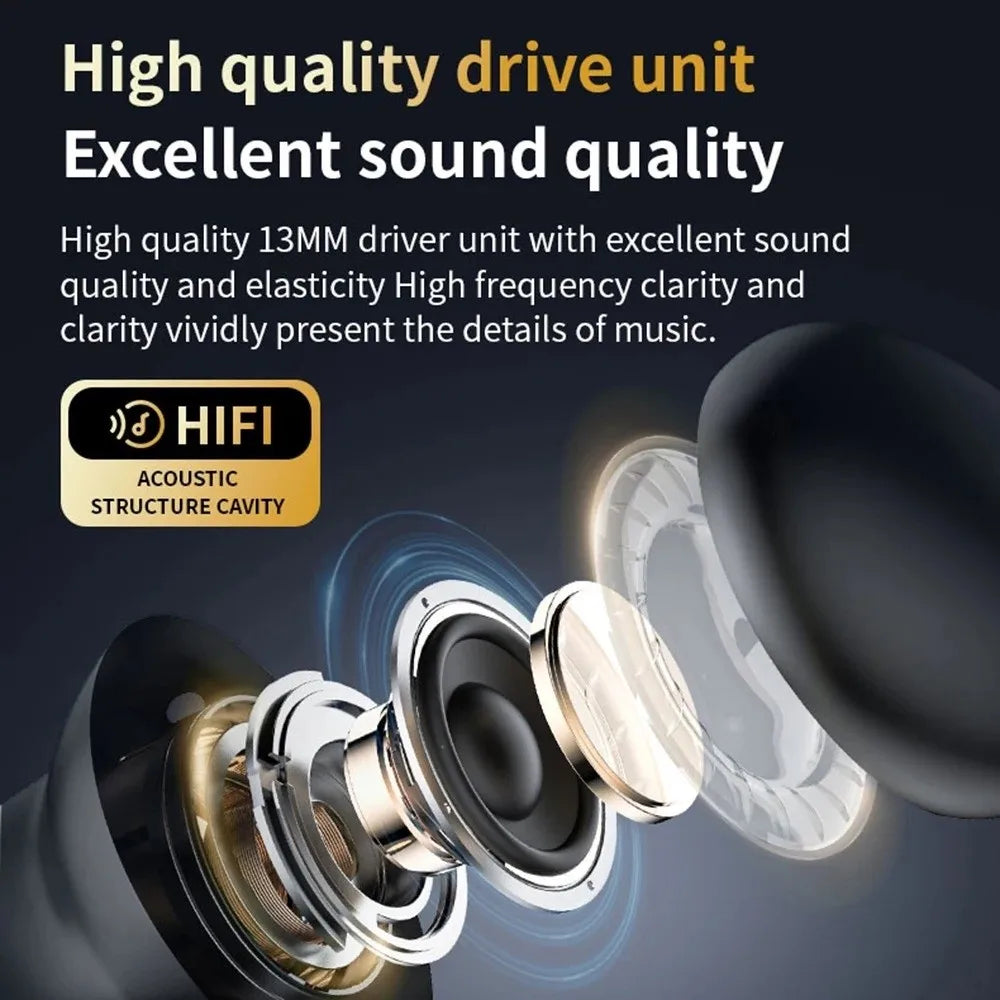 Bluetooth 5.4 Full Touch Screen Headphones Smart LCD in Ear ANC Bluetooth Earphones Noise Cancelling HD Call
