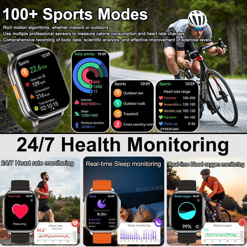 New Camera Smart Watch Photos Record Video Built-in Photo Album Headphone Mode Health Sport IP68 Waterproof Smartwatch Men Women