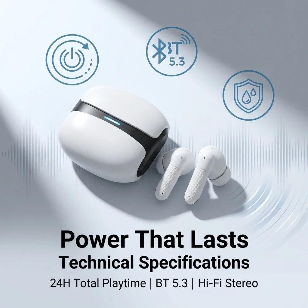 Wireless Bluetooth Earphones 5.3 TWS Headphones Noise Cancelling In-ear Compact Headset Touch Control Sport Music Earbuds
