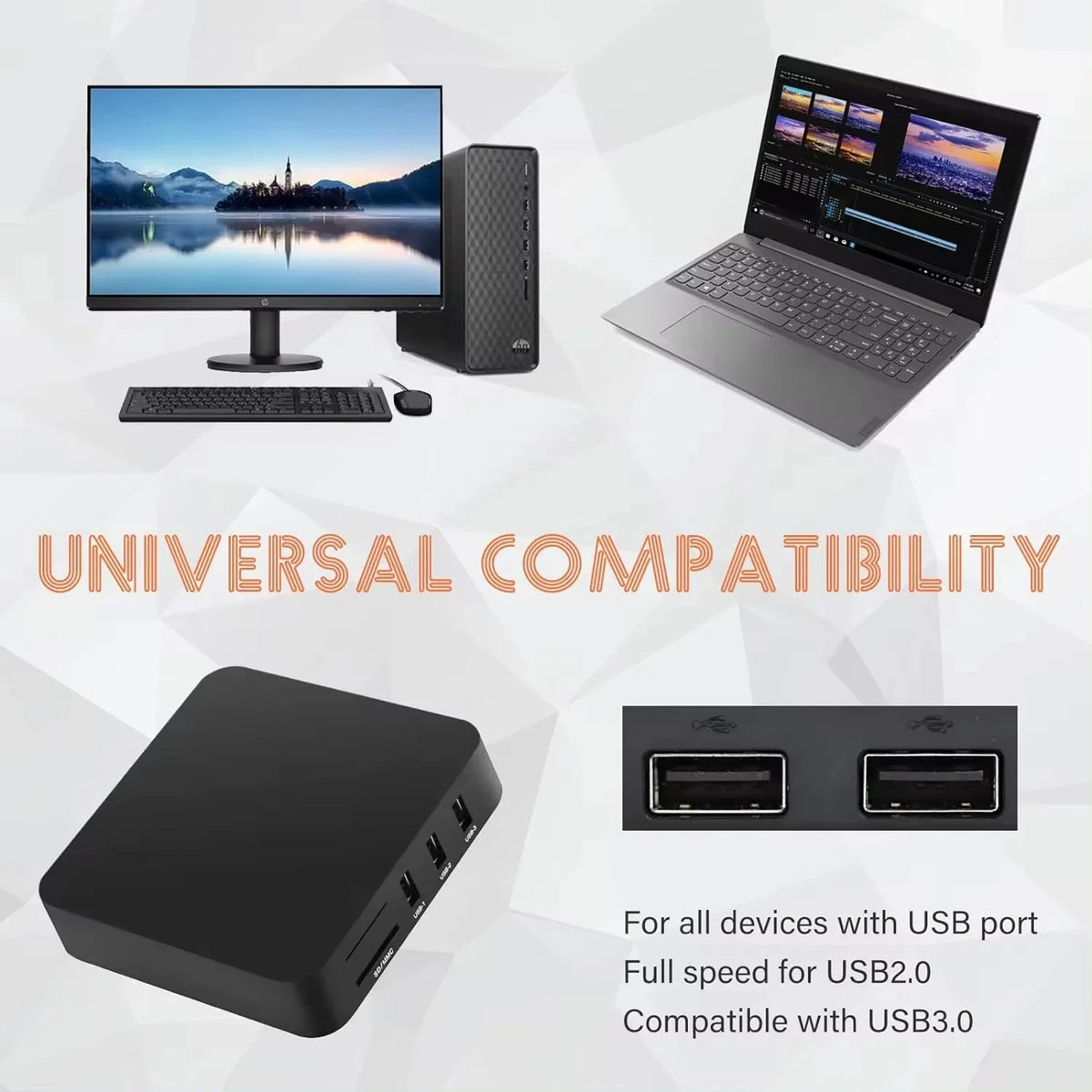 480Mbps All In One Memory Card Reader USB 2.0 External Cardreader SD SDHC Mini Micro M2 MMC XD CF Reader For MP3 Digital Camera