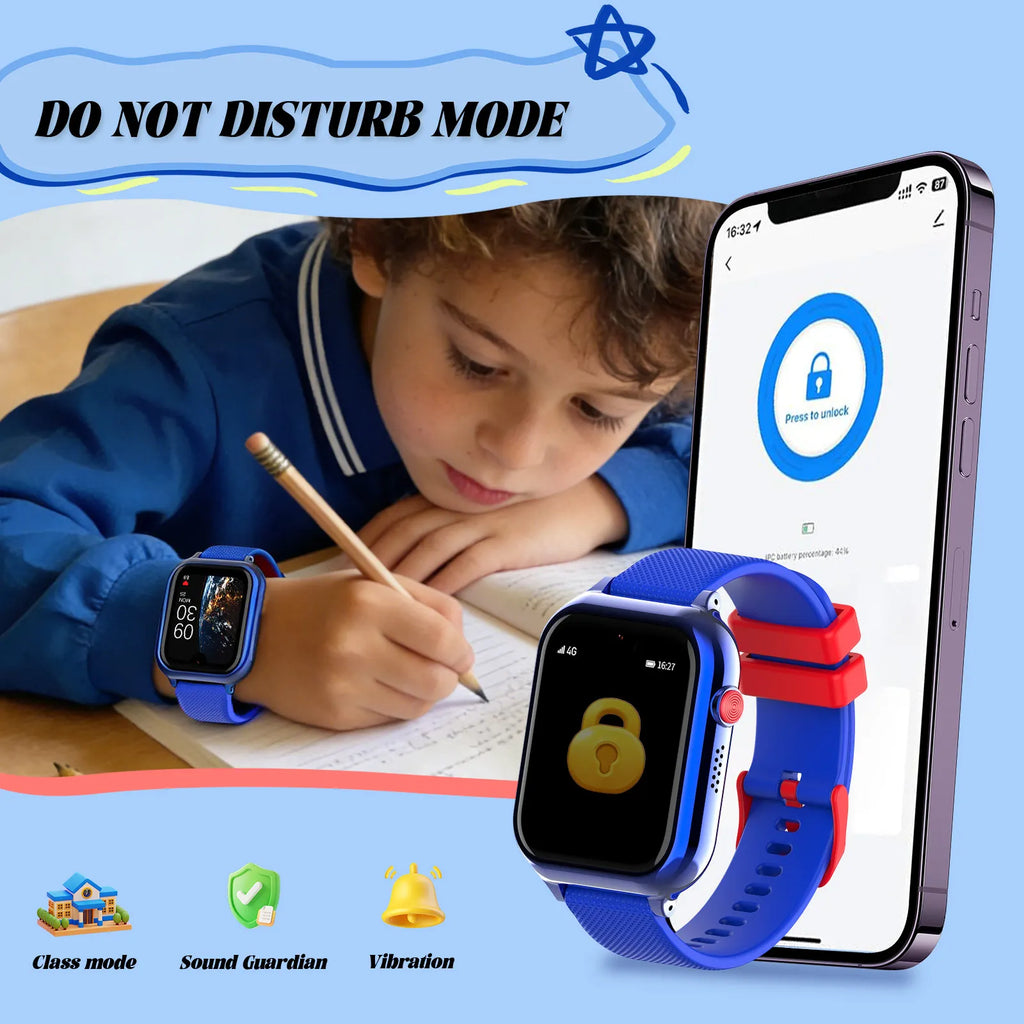 4G Kids Smart Watch with Rotating Camera GPS Real-Time Positioning IPX7 Waterproof KT38 App Children's Smartwatch